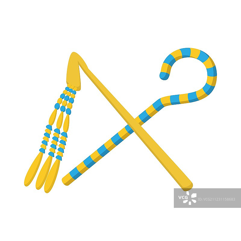 法老权杖和鞭子图标卡通风格图片素材
