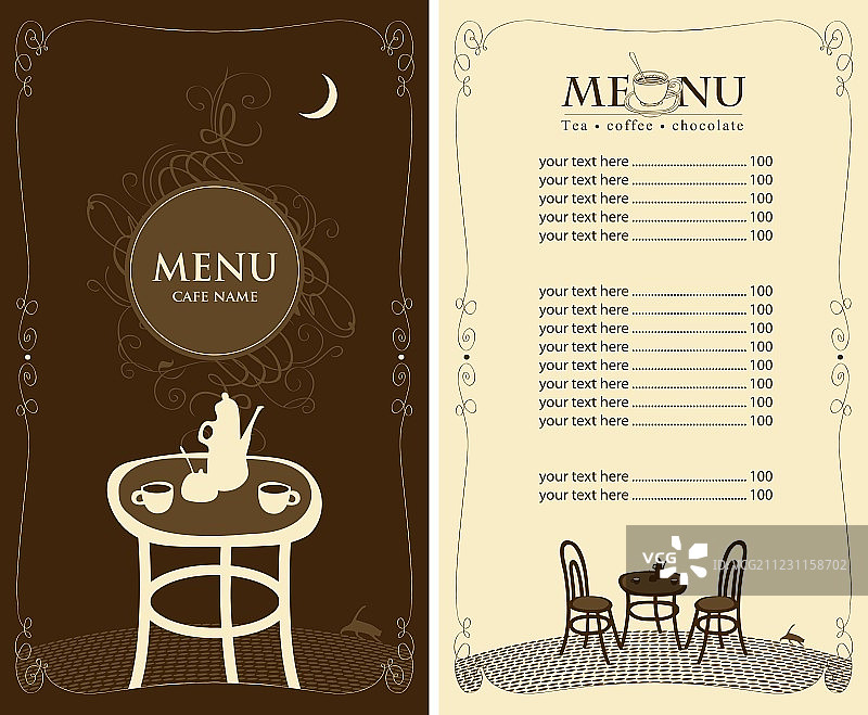 夜间咖啡馆菜单图片素材