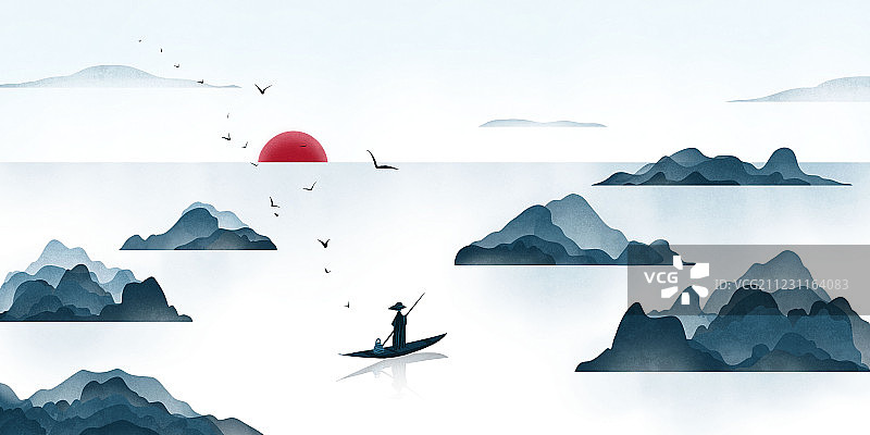 国风山水画图片素材