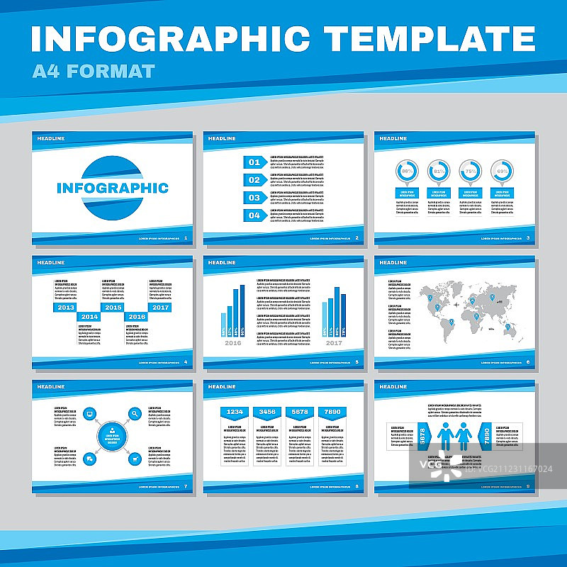 蓝色信息图表模板图片素材