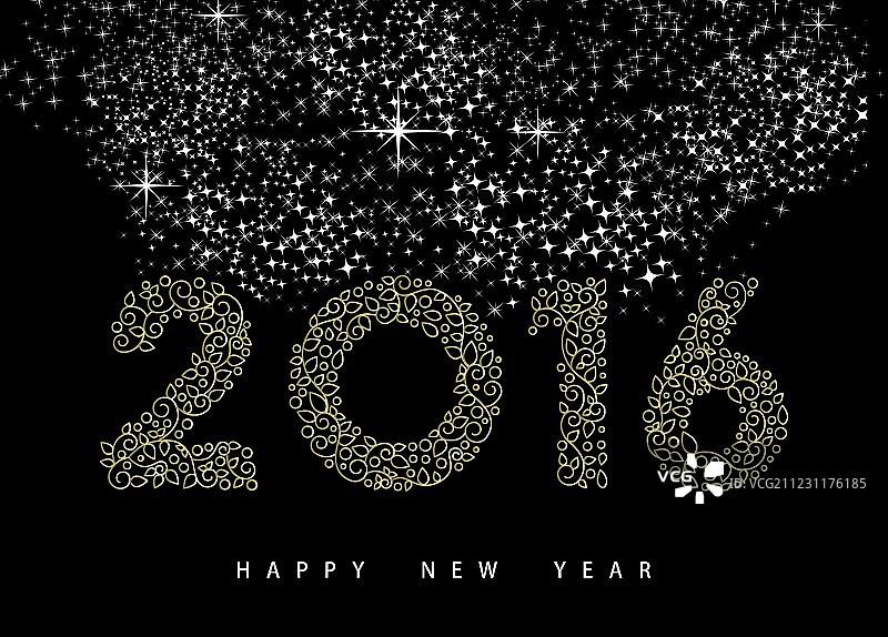 2016新年快乐金色装饰字母组合装饰图片素材