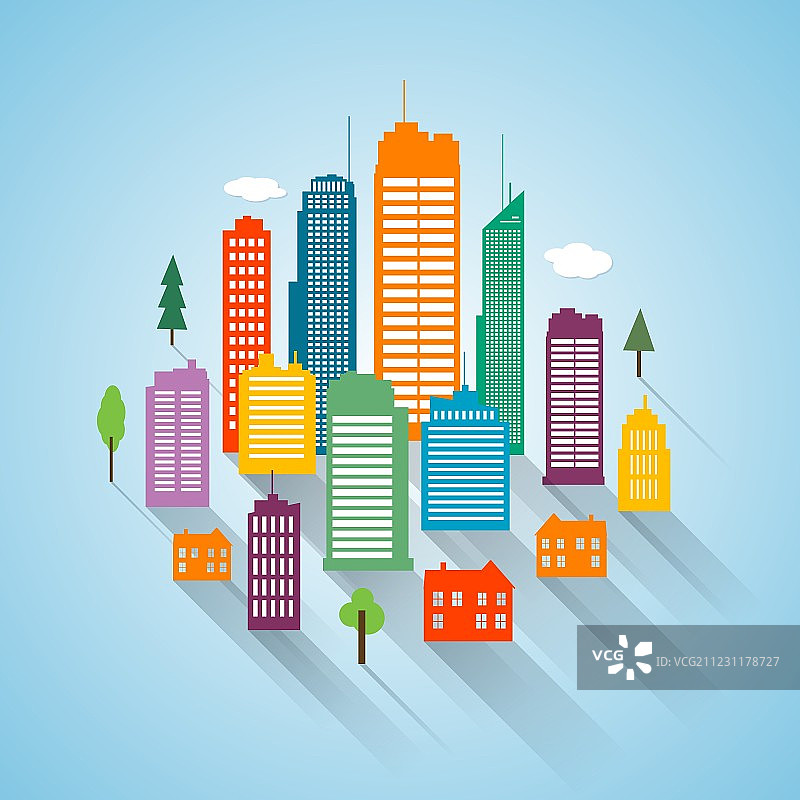 扁平建筑设计城市景观背景图片素材