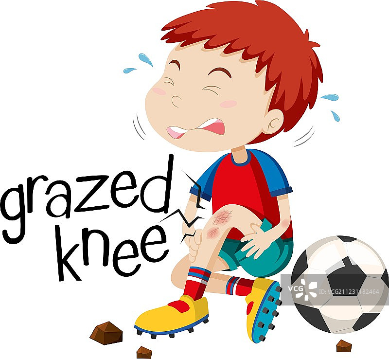 男孩擦伤了膝盖图片素材