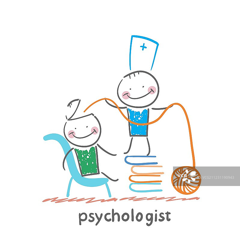 站在书堆上拉拽的心理学家图片素材