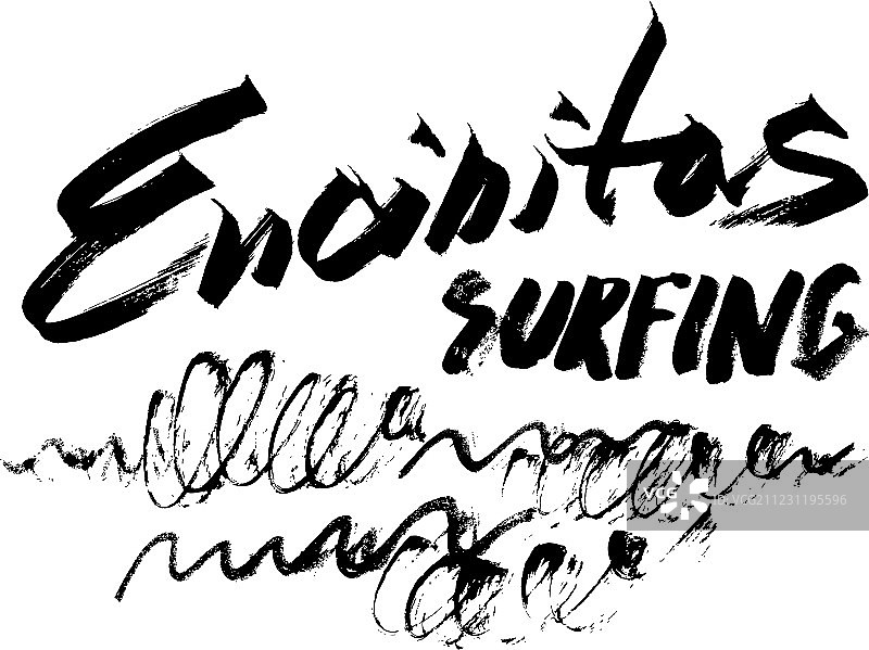 恩西尼塔斯冲浪字母笔刷墨水草图图片素材