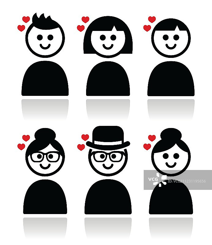热爱情人节图标的人们图片素材