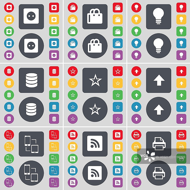 插座购物袋灯泡数据库星星箭头图片素材