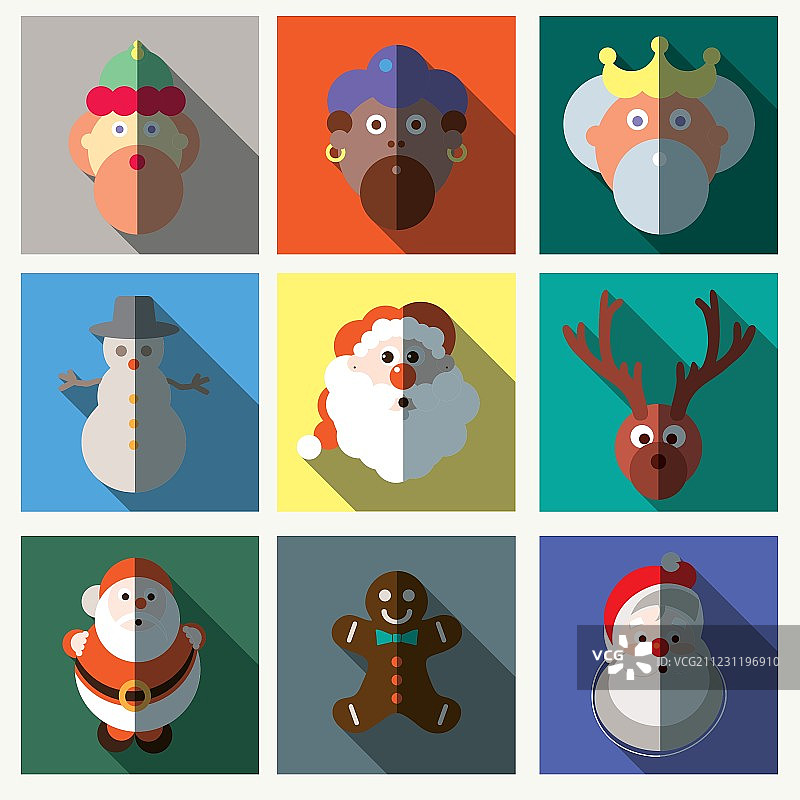 圣诞老人智者图标集图片素材