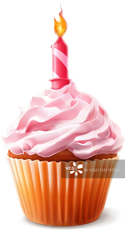 带有蜡烛细节的节日纸杯蛋糕图片素材