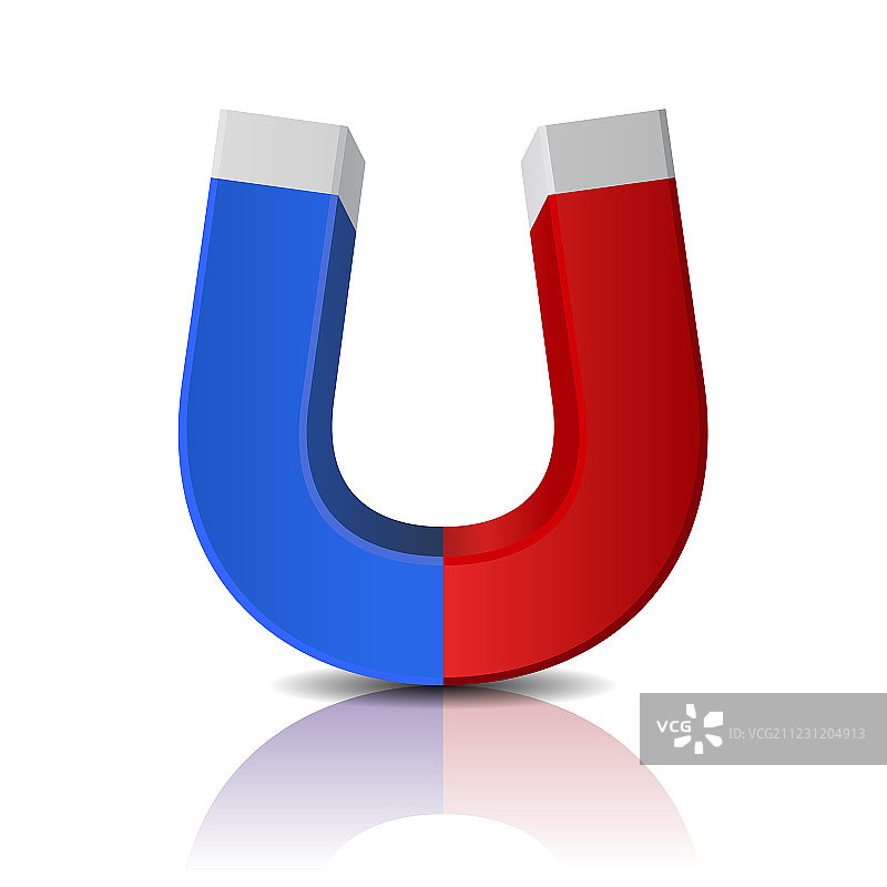 白色背景上的红色和蓝色抛光磁铁图片素材