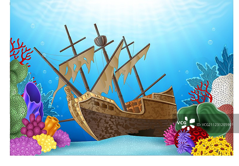 海洋沉船卡通图片素材