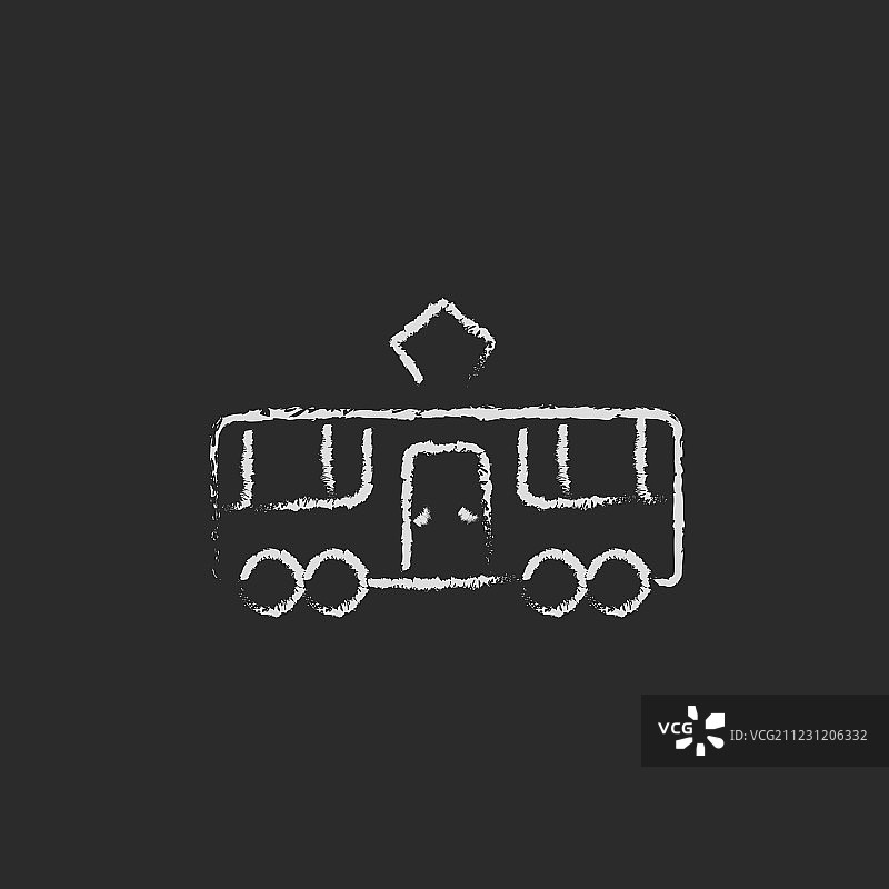 粉笔绘制的电车图标图片素材