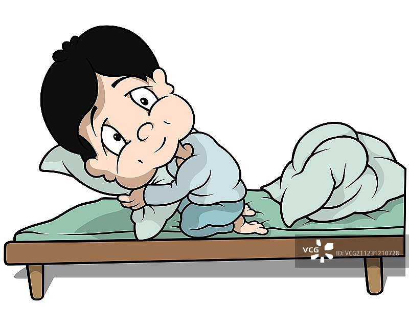躺在床上的男孩图片素材