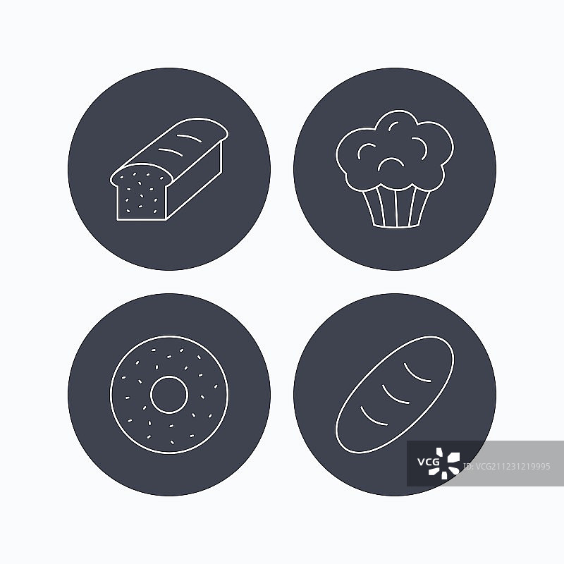 玛芬甜甜圈和吐司面包图标图片素材