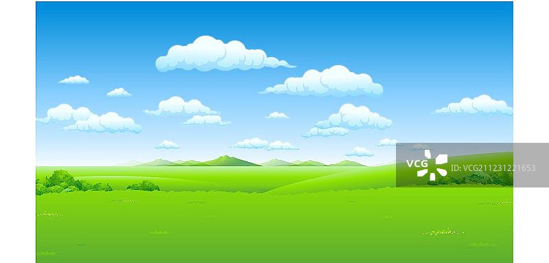 绿色景观与蓝色天空图片素材