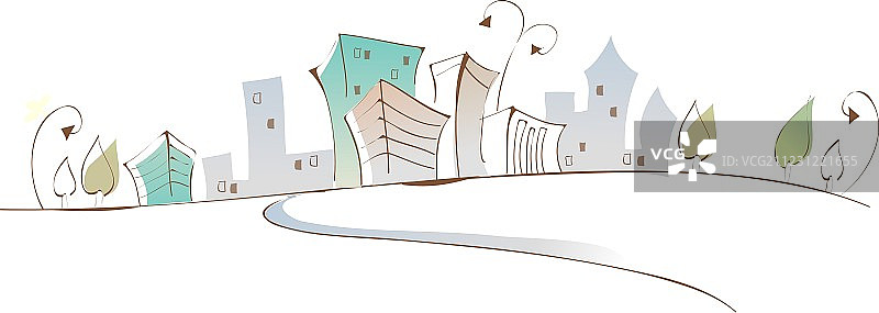 通往建筑物的弯曲小路图片素材