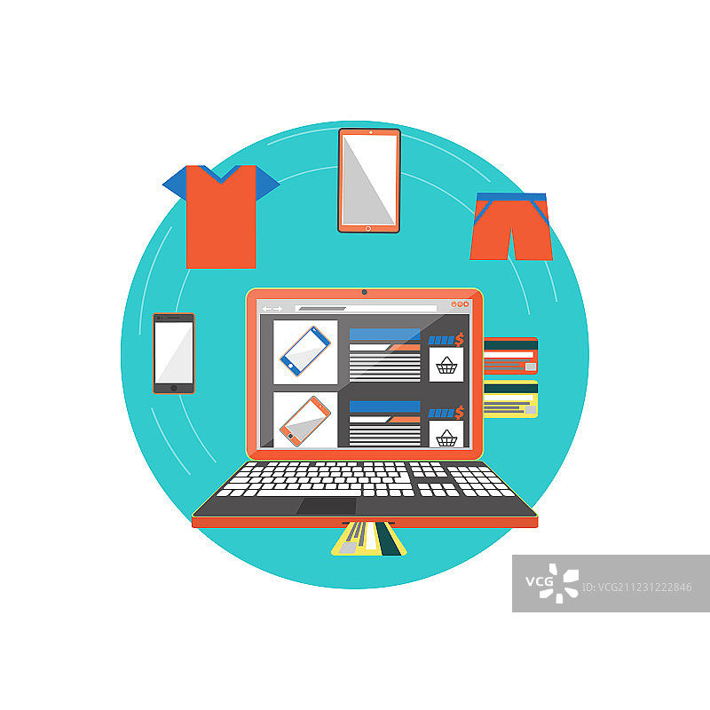 在线商店智能手机或服装图片素材