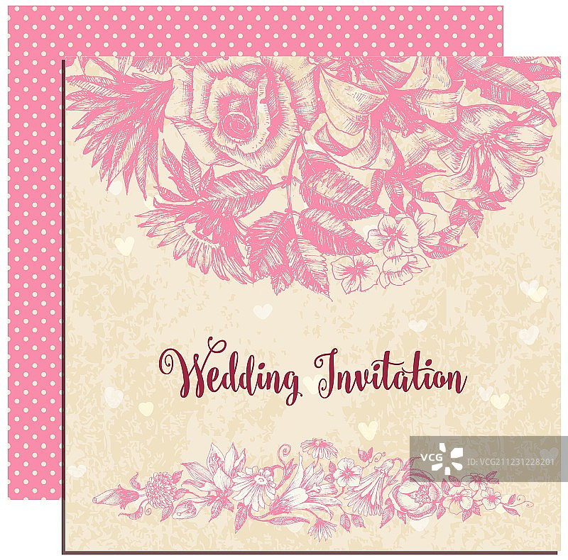 复古风格婚礼请柬花卉装饰图片素材
