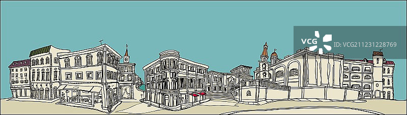 城镇景观速写图片素材