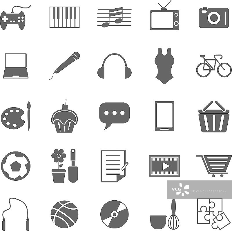 白色背景上的爱好图标图片素材