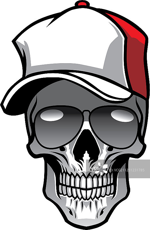 戴帽子和太阳镜的骷髅图片素材