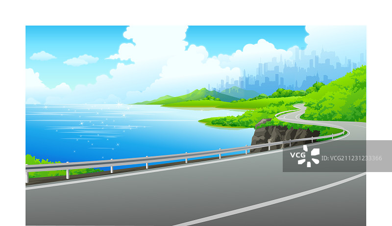 湖边公路图片素材