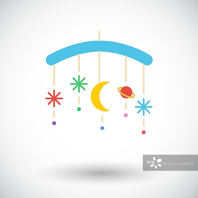 婴儿床旋转木马扁平图标图片素材