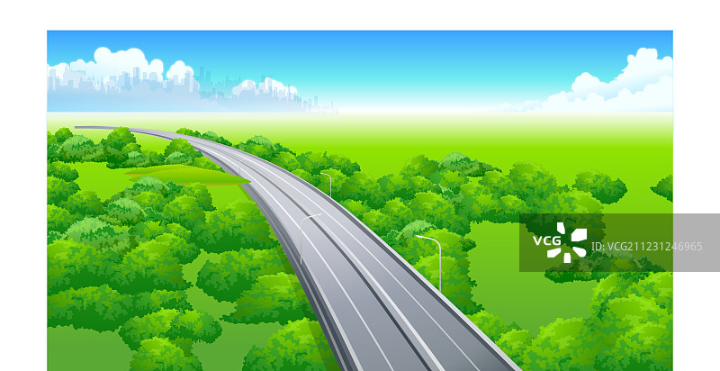 绿色景观上的高架桥图片素材