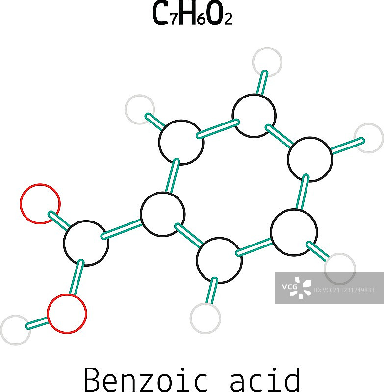 C7H6O2 苯甲酸分子图片素材