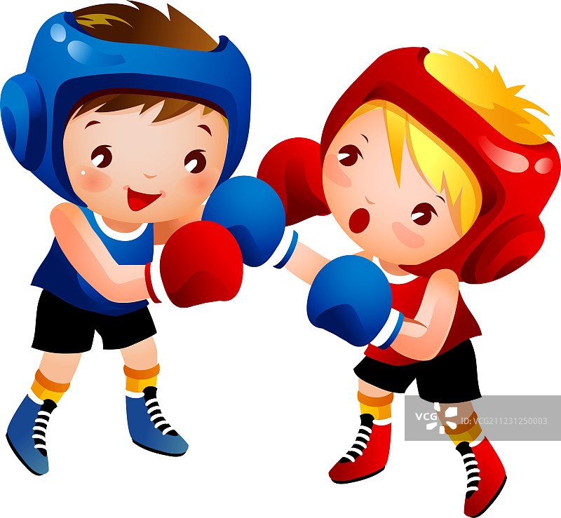 男孩和女孩拳击图片素材
