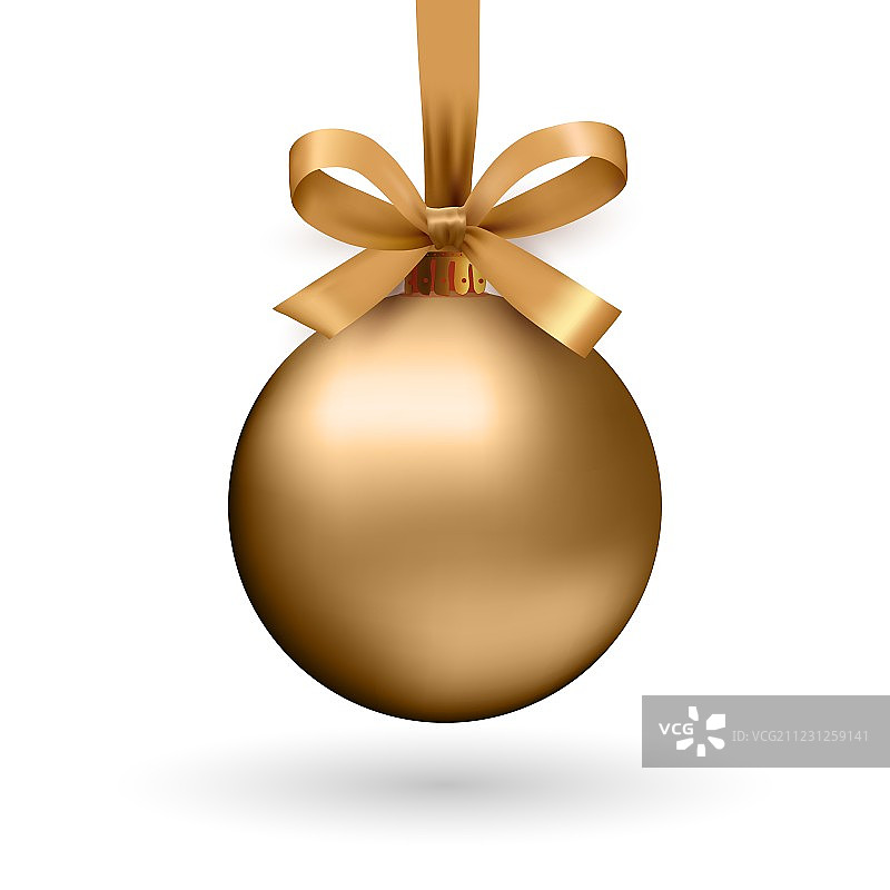 金色圣诞球与丝带和蝴蝶结图片素材