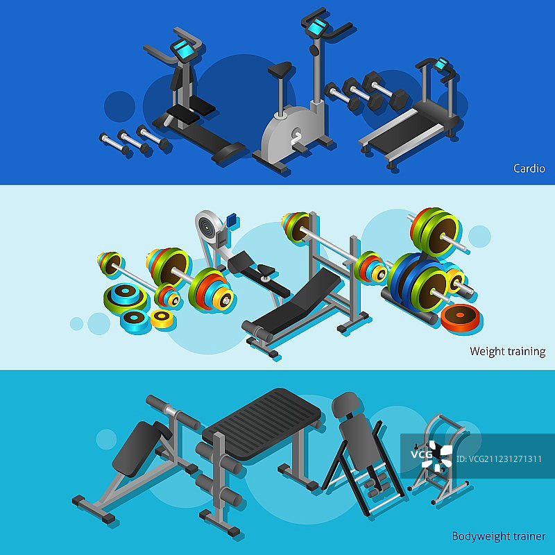 健身器材海报套装图片素材