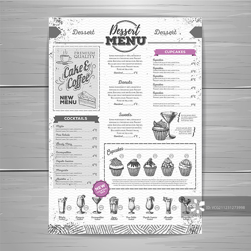 复古甜点菜单设计图片素材