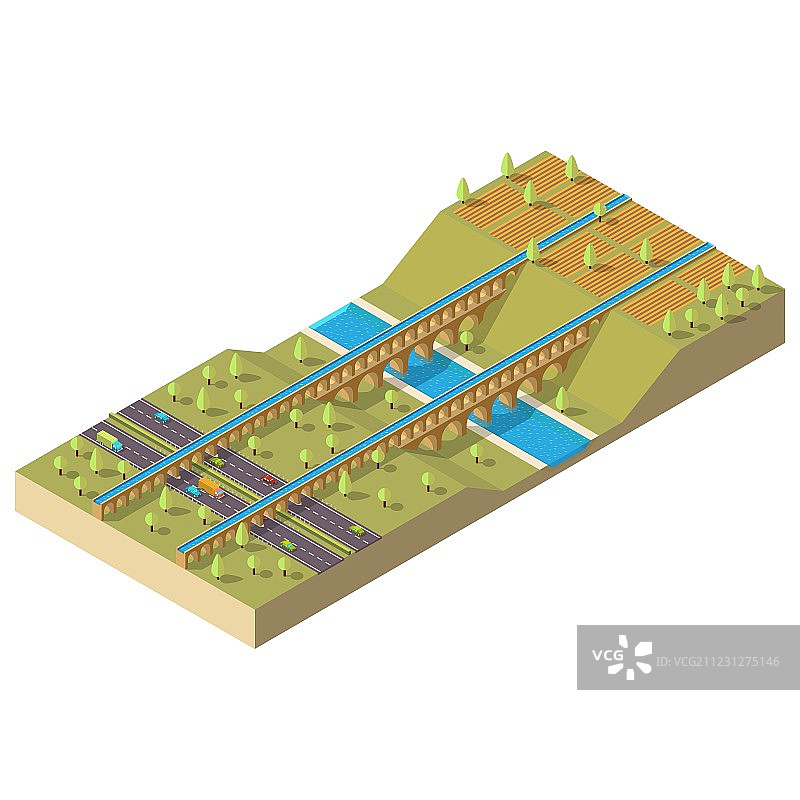 2.5D跨河渡槽图片素材