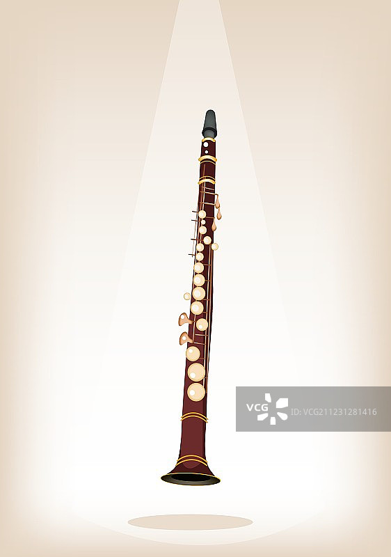 棕色舞台背景上的单簧管图片素材