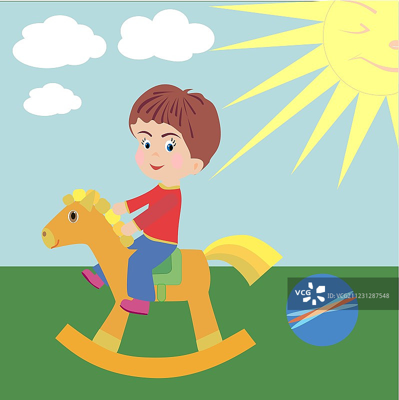 骑马的男孩图片素材