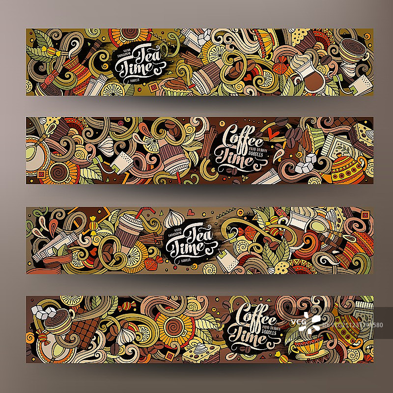 卡通线条咖啡馆banner图片素材