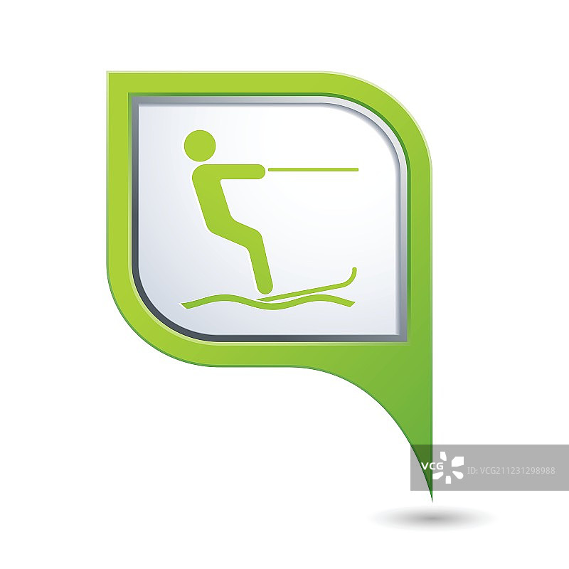 地图指针上的滑水标志符号图片素材