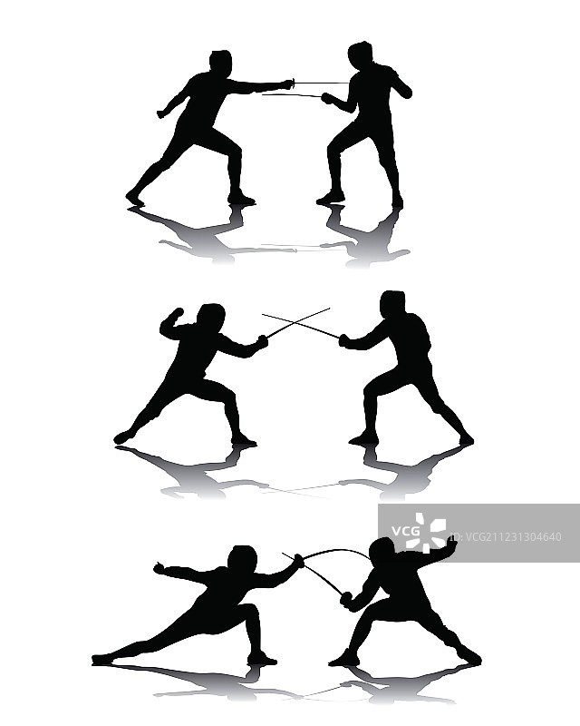 击剑运动员黑色轮廓图片素材
