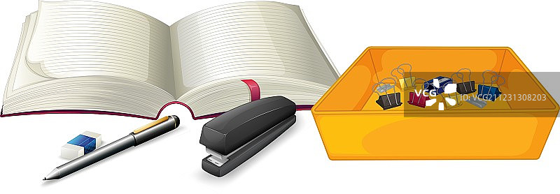 笔记本和不同的学习用品图片素材