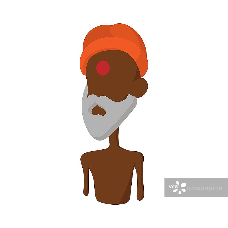 戴着藏红色头巾的印度老人图标图片素材