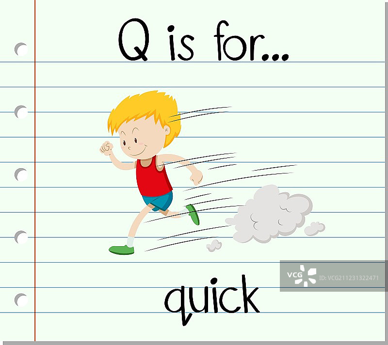 Q字母抽认卡：快速图片素材