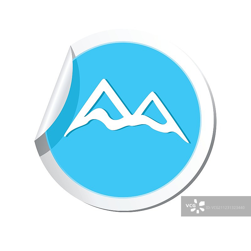蓝色圆形山峰图标图片素材