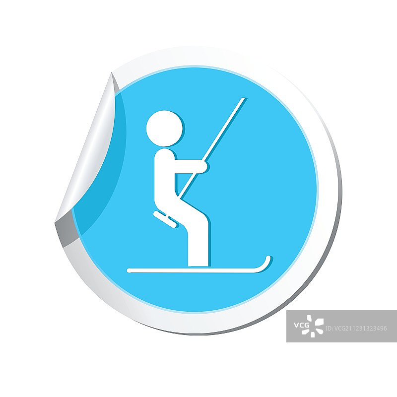 蓝色圆形滑雪缆车图标图片素材