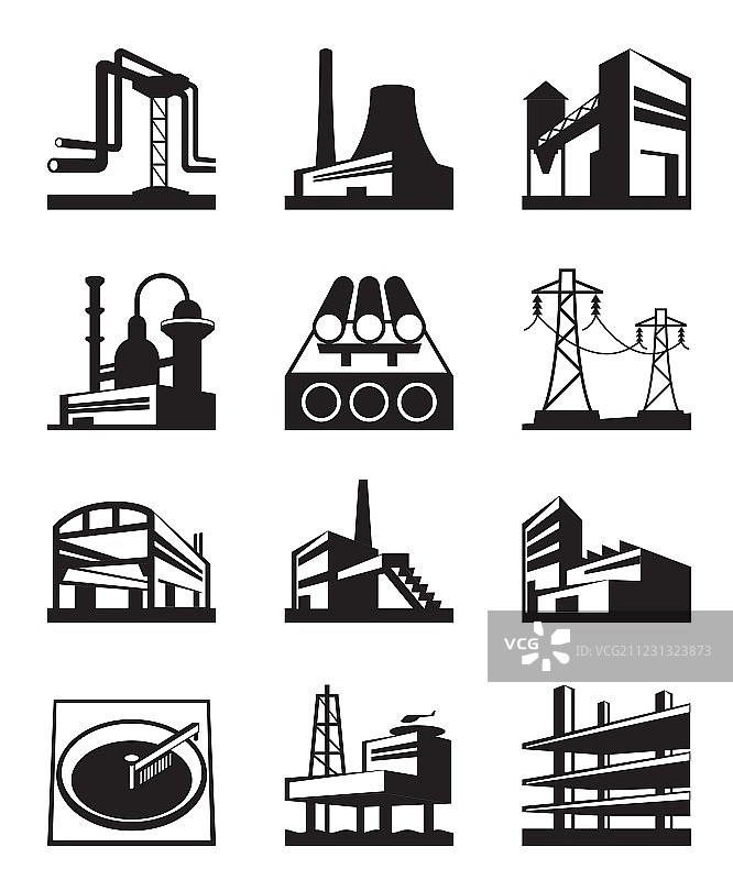 不同类型的工业建筑图片素材