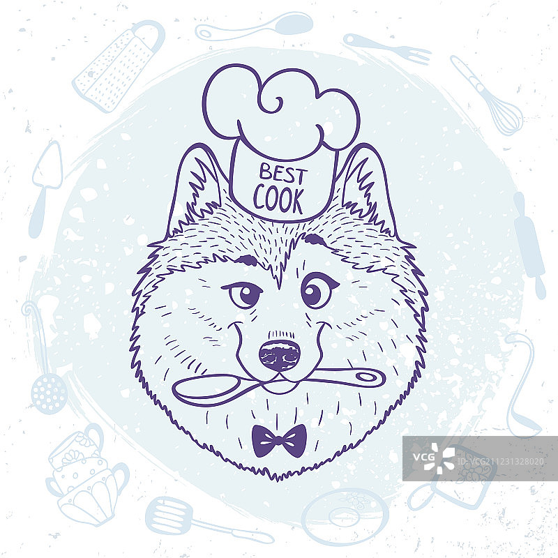 哈士奇最佳厨师图片素材