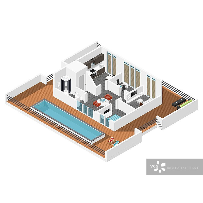 顶层公寓2.5D图标合集图片素材