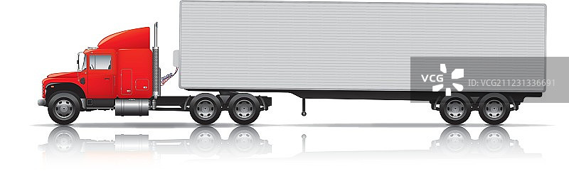 红色半挂卡车图片素材