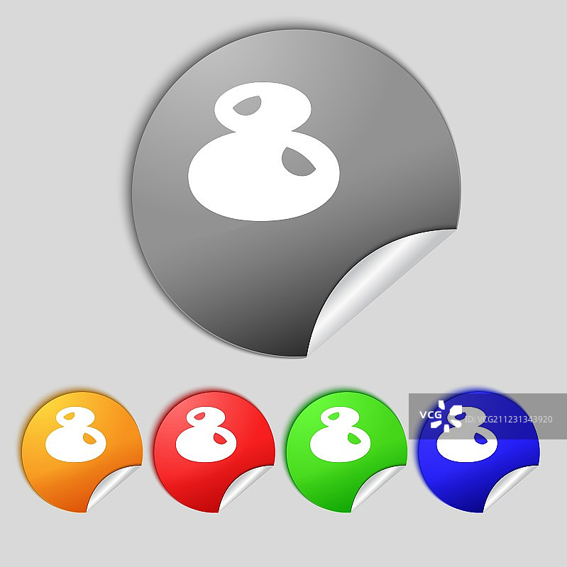 数字8图标彩色按钮套装图片素材