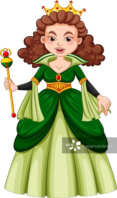 身穿绿色礼服的女王图片素材